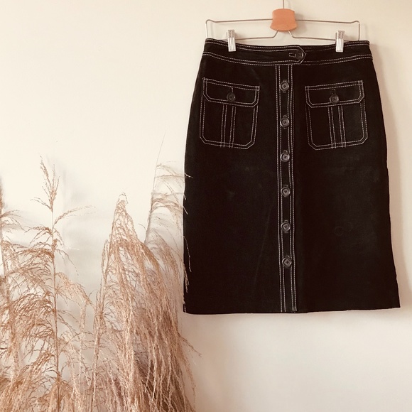 Vintage Chloe Esque Top Stitch Suede Skirt
